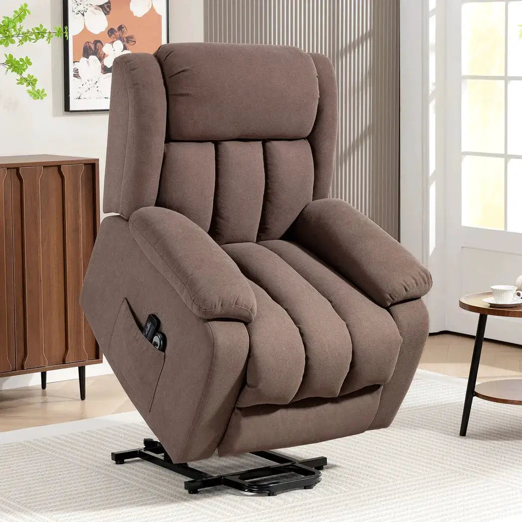 HOMCOM Power Lift Recliner Chair with Vibration Massage, Lift Chair for Elderly with Footrest, Remote, Side Pocket, Dark Brown - from HOMCOM