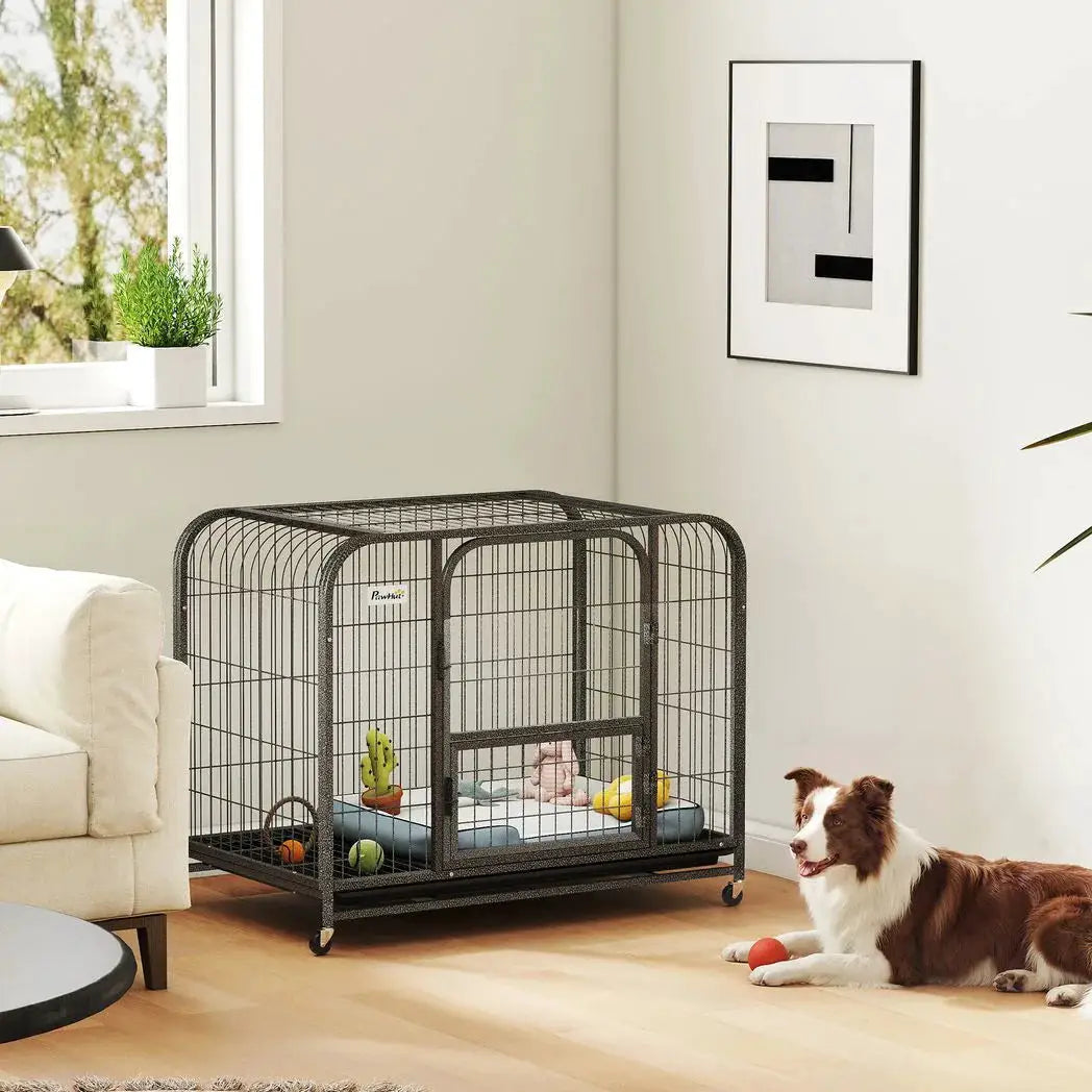 PawHut Heavy Duty Dog Crate,93 x 58 x 76 cm, Large Dog Cage for Small to Medium Breeds - from PawHut