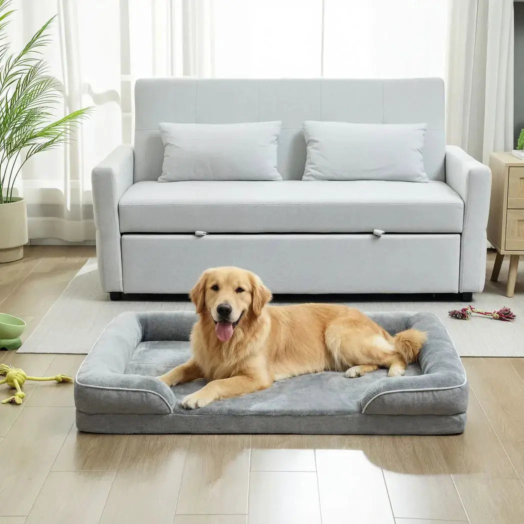 PawHut Dog Sofa Bed, Washable Pet Bed with Removable Cover and Non-Slip Bottom for Small, Medium and Large Dogs, Grey - from PawHut