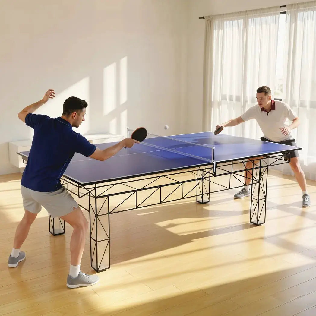 SPORTNOW 9 ft Folding Ping Pong Table Top for Billiard Tables, Table Tennis Conversion Top with Net, Foam Padding, Blue - from SPORTNOW