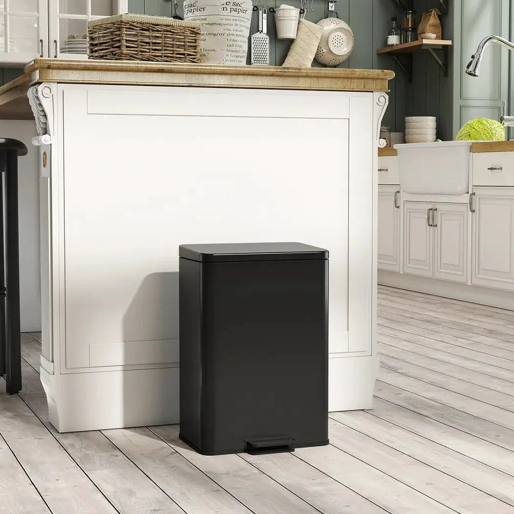 HOMCOM 20L Kitchen Bin with Soft-Close Lid and Stay-Open Function, Stainless Steel Pedal Bin with Removable Inner Bucket for Kitchen, Office, Home, Matte Black - from HOMCOM