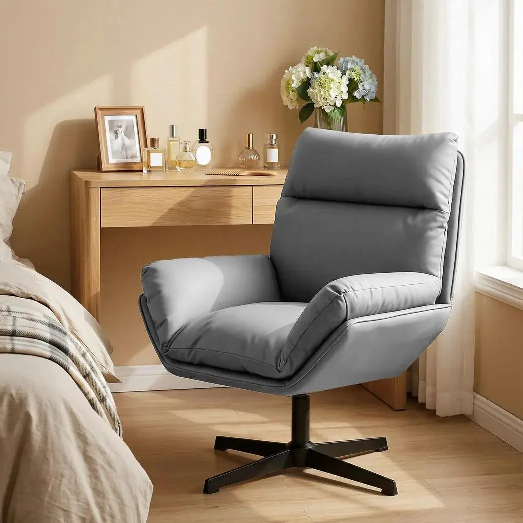 HOMCOM Accent Chair with 360 Swivel Armchair for Living Room with Padded Cushion Dark Grey - from HOMCOM