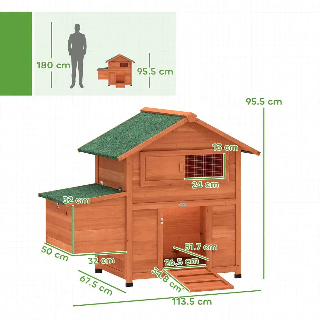PawHut Chicken Coop, Wooden Hen House with Nesting Box, Pull-Out Tray, Sliding Window, Waterproof Roof, Perches and Ramp - from PawHut