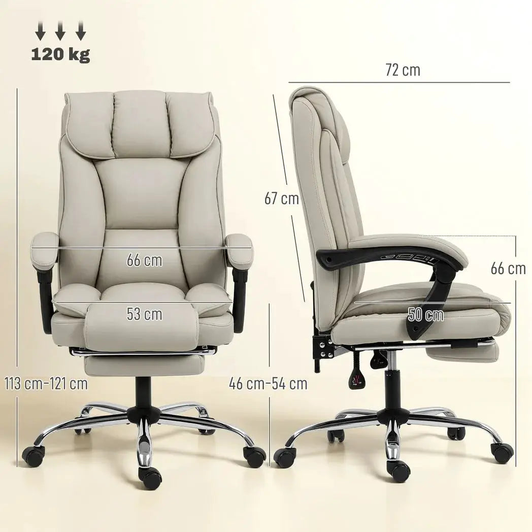 HOMCOM Pet-Friendly Faux Leather Computer Desk Chair, Executive Office Chair with Footrest and Double-Layer Padding, Khaki - from HOMCOM