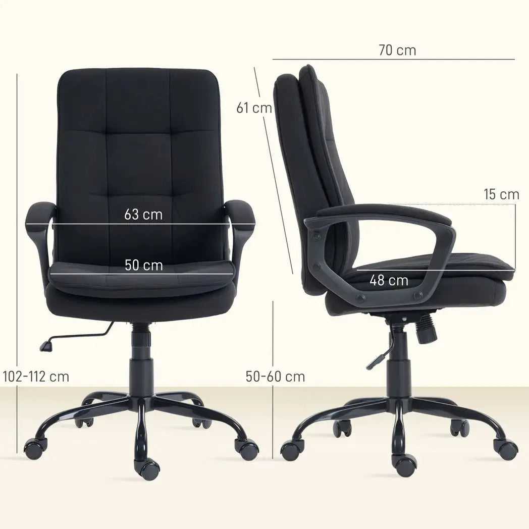 HOMCOM Linen-Look Double-Padded Office Chair - Black - from HOMCOM