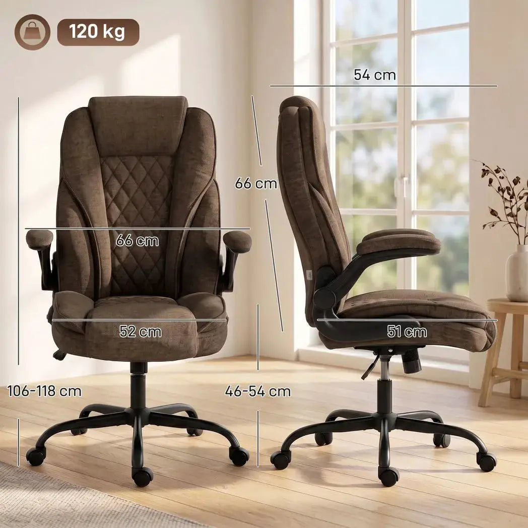 HOMCOM Office Chair, Ergonomic Desk Chair with Flip-up Armrest, Pocket Springs, Swivel Wheels, Adjustable Height, Brown - from HOMCOM