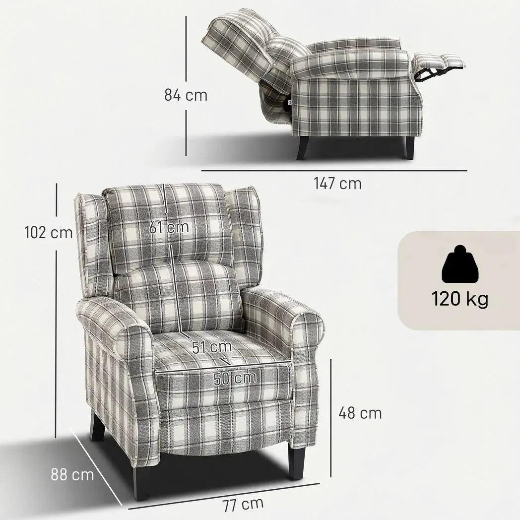HOMCOM 160° Reclining Armchair, with Footrest - Grey and White - from HOMCOM