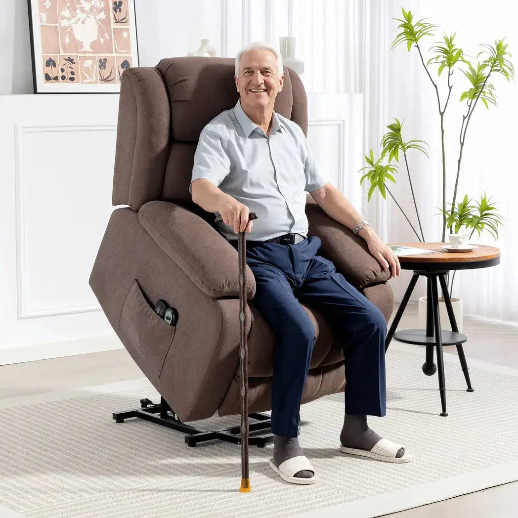 HOMCOM Power Lift Recliner Chair with Vibration Massage, Lift Chair for Elderly with Footrest, Remote, Side Pocket, Dark Brown - from HOMCOM