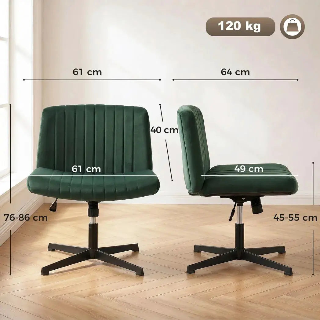 HOMCOM Flannel Criss Cross Legged Desk Chair, Armless Office Chair No Wheels, Green - from HOMCOM