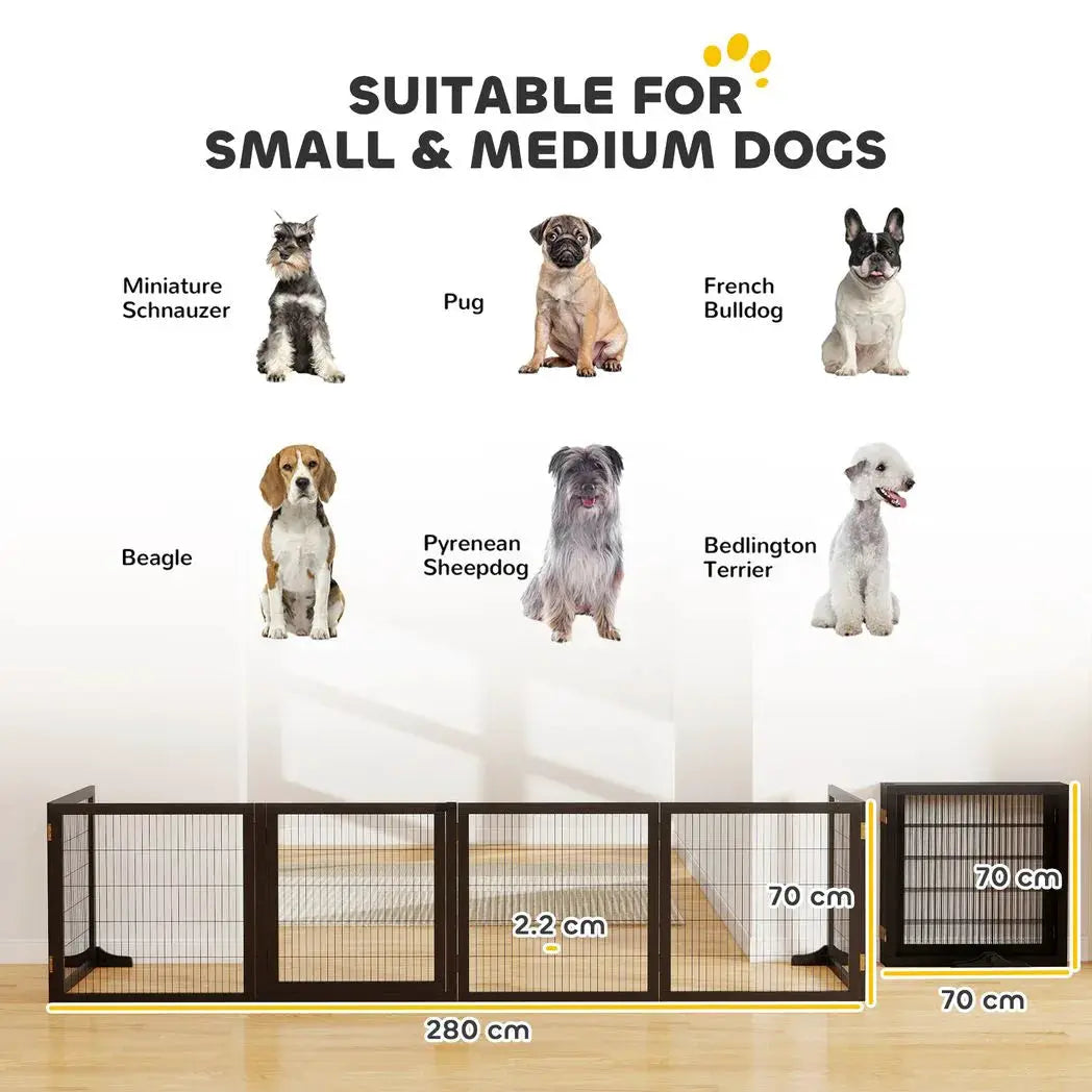 PawHut Wooden Pet Gate, Freestanding Dog Security Barrier with Two Support Feet - Black - from PawHut