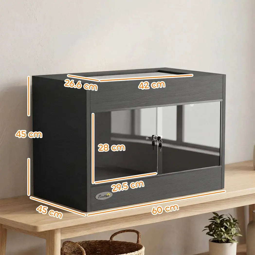 PawHut Reptile Terrarium, Reptile Vivarium with Glass Doors, Secure Lock, Top Ventilation for Snake, Gecko, 60x45x45cm, Black - from PawHut