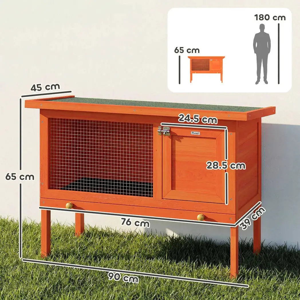 PawHut Wooden Rabbit Hutch, Guinea Pig Hutch with Asphalt Roof, Outdoor Elevated Bunny House for Rabbits, Chinchillas - from PawHut