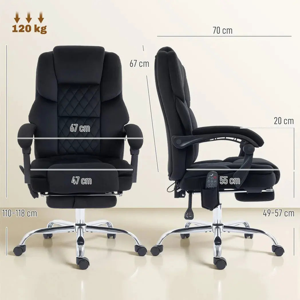 HOMCOM Office Chair with 6-point Vibration Massage and Heat, Fabric Desk Chair with Footrest, High Back, Black - from HOMCOM