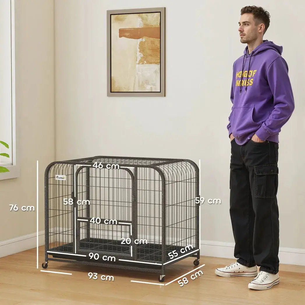 PawHut Heavy Duty Dog Crate,93 x 58 x 76 cm, Large Dog Cage for Small to Medium Breeds - from PawHut