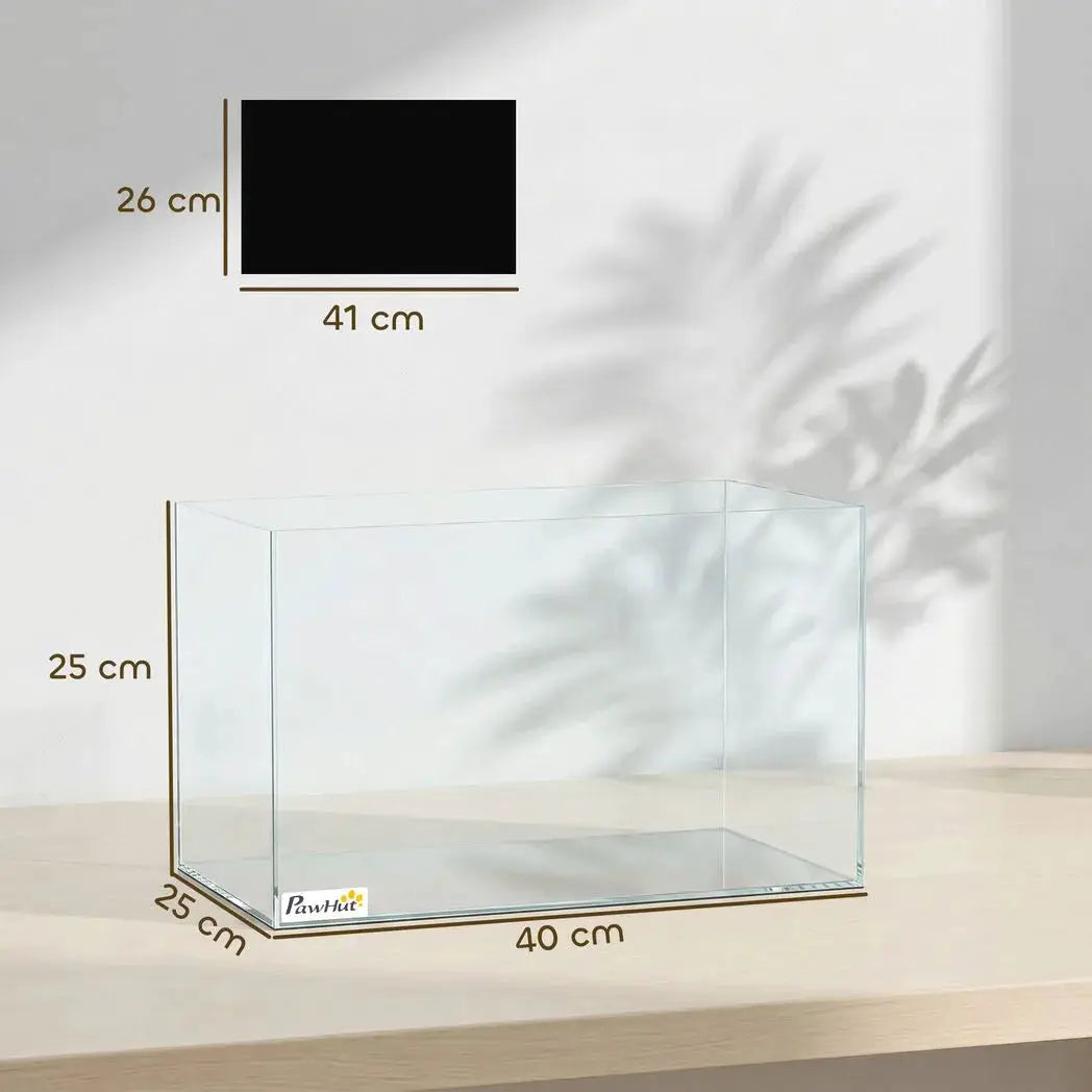 PawHut Fish Tank Bare Glass for DIY Glass Aquarium with Protective Base Mat 24L Transparent for Fish Shrimps - from PawHut