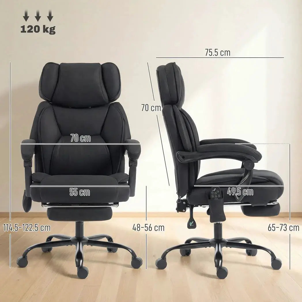 HOMCOM High Back Vibration Massage Office Chair Heated Reclining Computer Chair w/ Adjustable Height, Swivel Wheels, Black - from HOMCOM