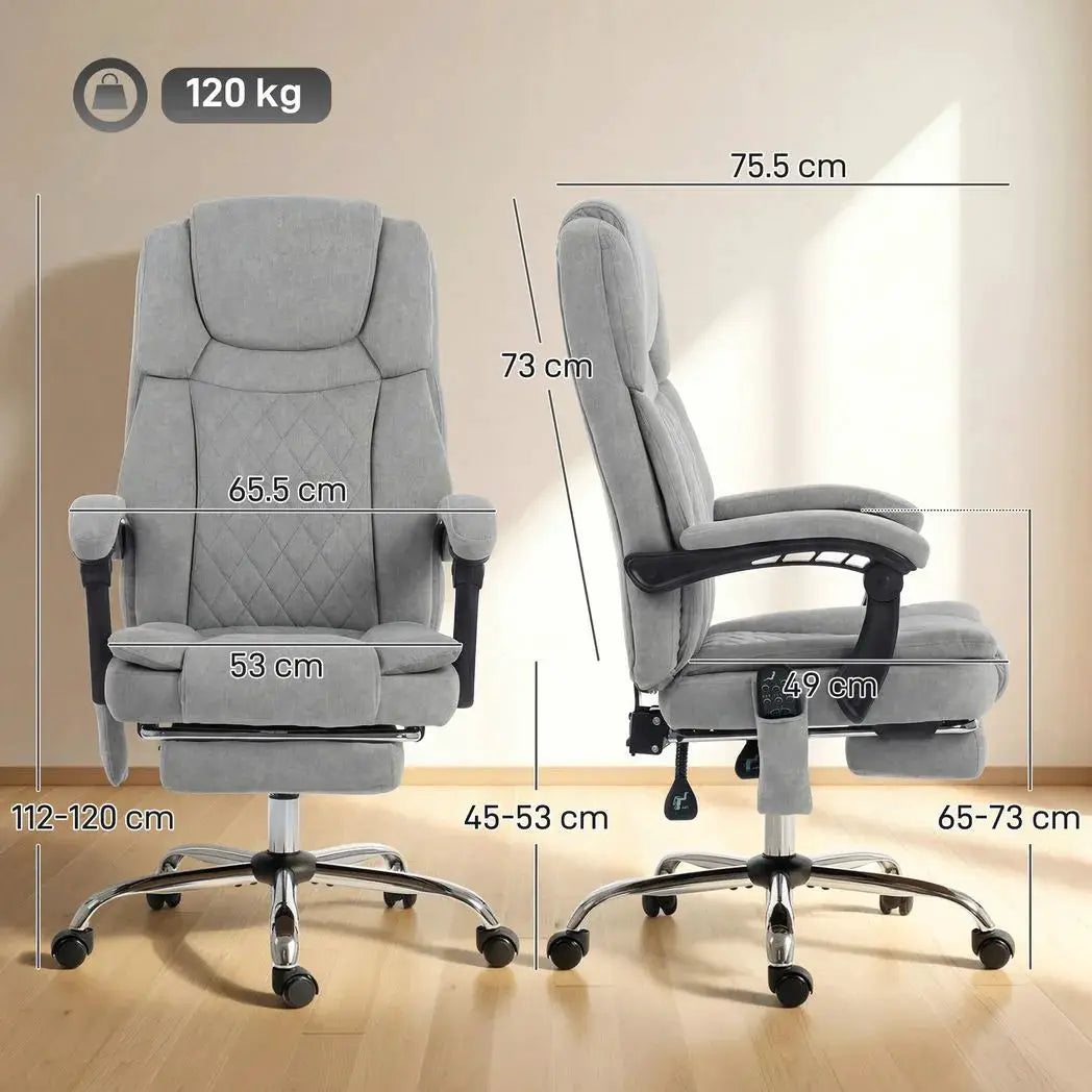 HOMCOM Office Chair with 6-Point Vibration Massage and Heat, Executive Computer Desk Chair with High Back, Reclining, Grey - from HOMCOM