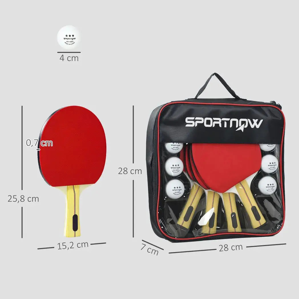 SPORTNOW Portable Table Tennis Set with Four Rackets, Eight Balls, Storage Case - from SPORTNOW
