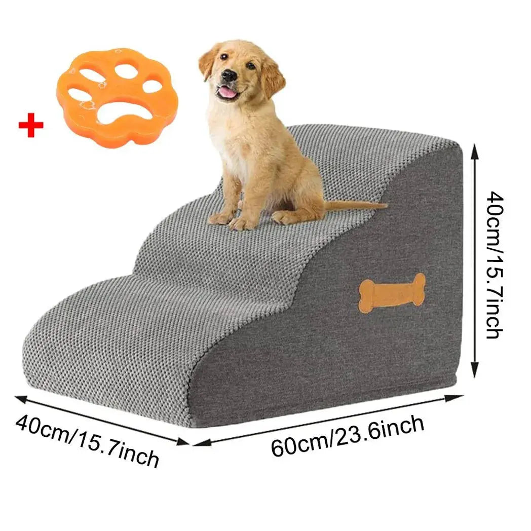3Step Dog Stairs Pet For Bed Sofa Cats Ladder Ramp With Removable Cover Portable - from N/A