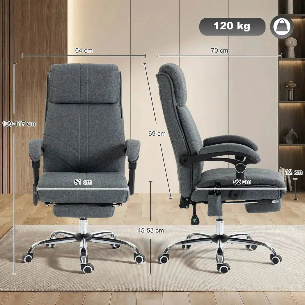 Vinsetto High Back Vibration Massage Office Chair with Footrest, Heated, Grey - from Vinsetto