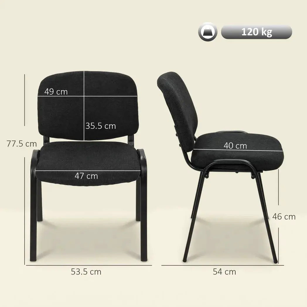HOMCOM Meeting Chair, Stackable Ergonomic Office Chair with Padded Seat, Curved Backrest for Conference Room, Black - from HOMCOM