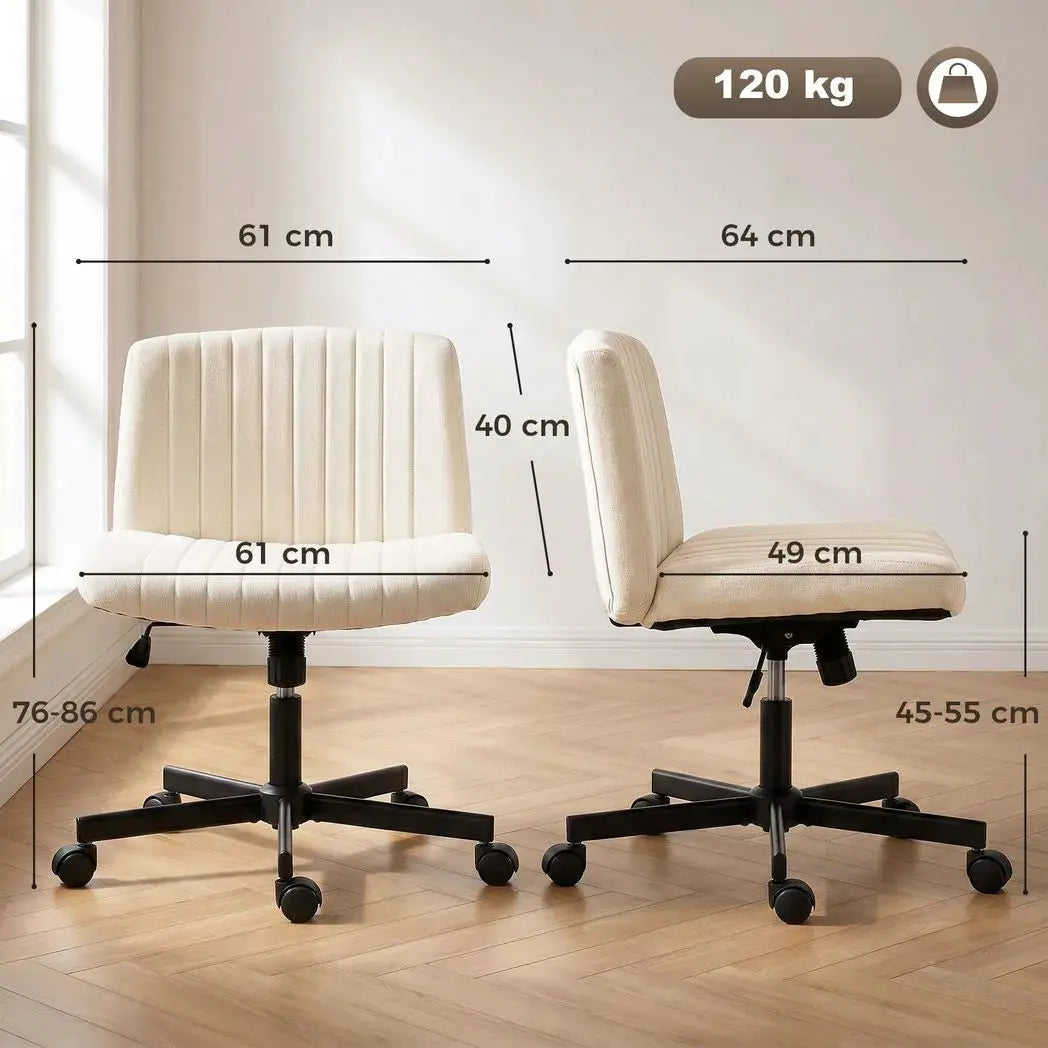 HOMCOM Imitation Linen Criss Cross Legged Desk Chair, Armless Office Chair with Wheels, Green - from HOMCOM