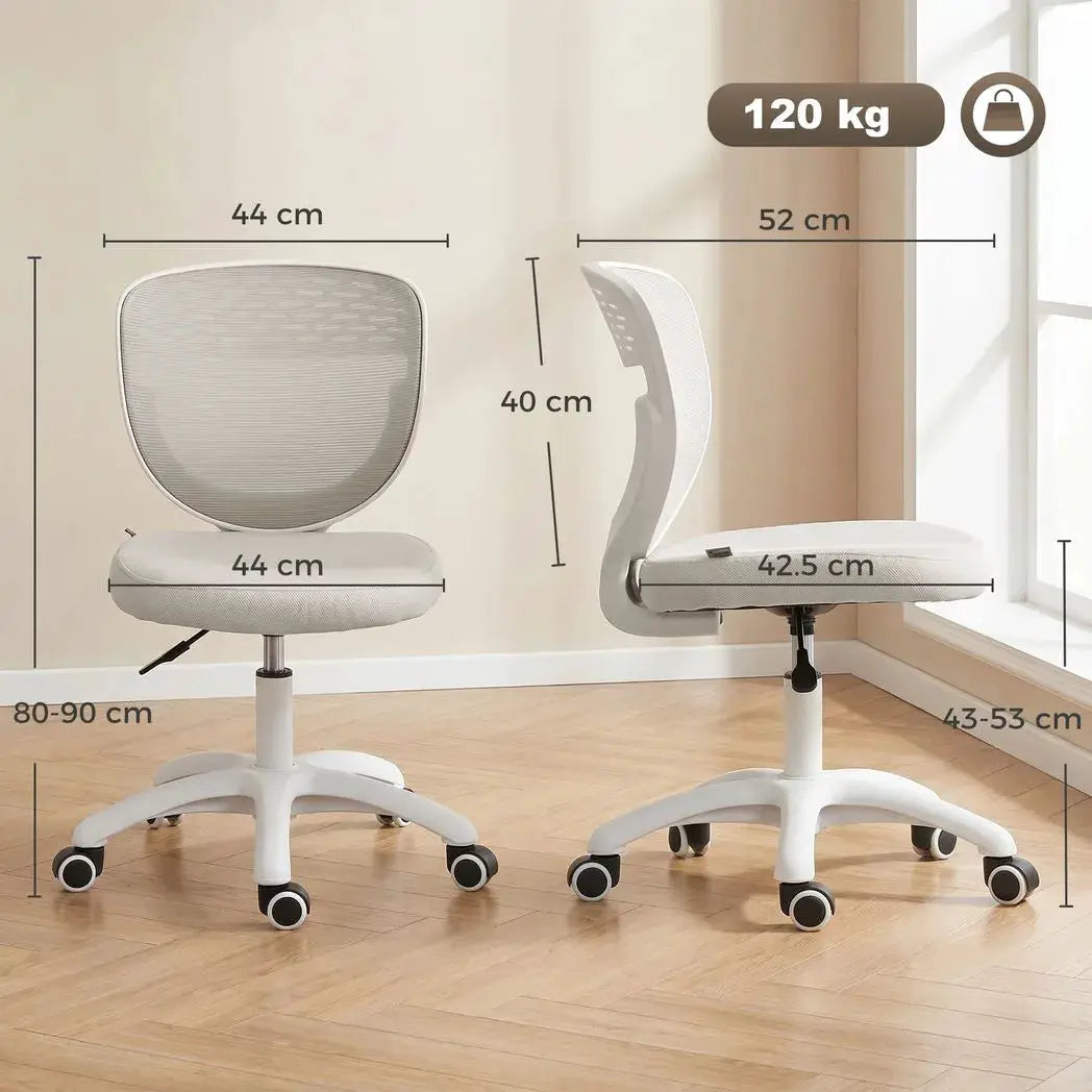 HOMCOM Office Chair, Armless Computer Desk Chair with Breathable Mesh, Adjustable Height, Swivel Wheels, Grey - from HOMCOM