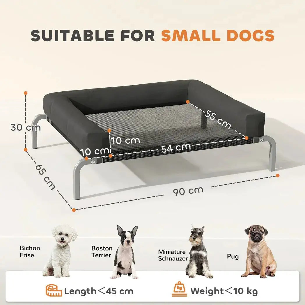 PawHut Elevated Dog Bed with Removable Bolsters, Raised Dog Bed for Small Breeds, Portable Indoor & Outdoor Pet Cots, Black - from PawHut