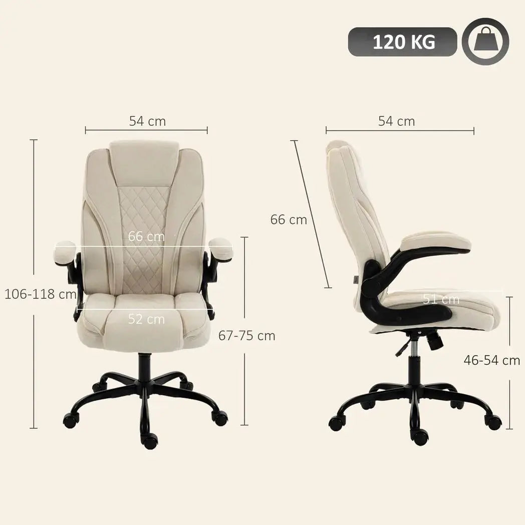 HOMCOM Office Chair, Ergonomic Desk Chair with Flip-up Armrest, Pocket Springs, Swivel Wheels, Adjustable Height, Beige - from HOMCOM