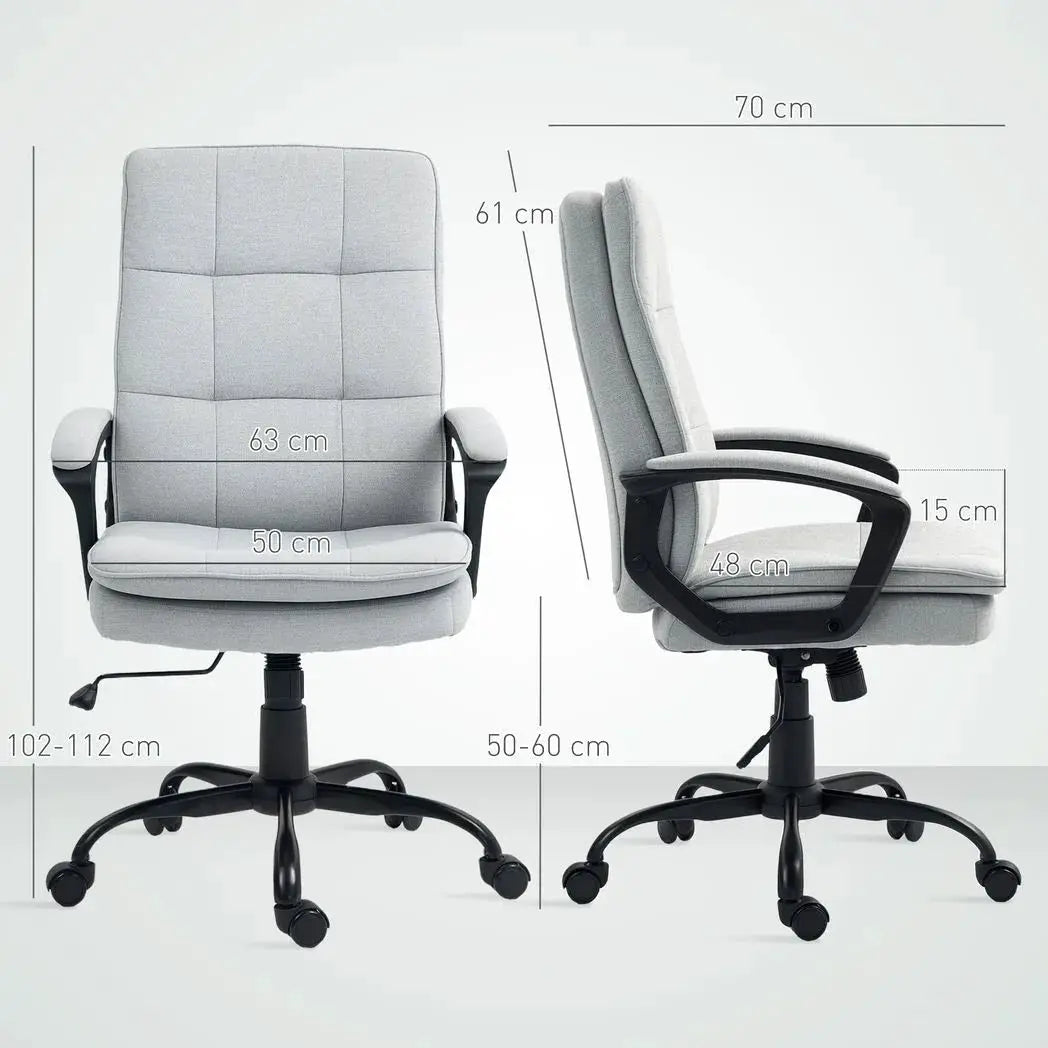 HOMCOM Linen-Look Double-Padded Office Chair - Grey - from HOMCOM