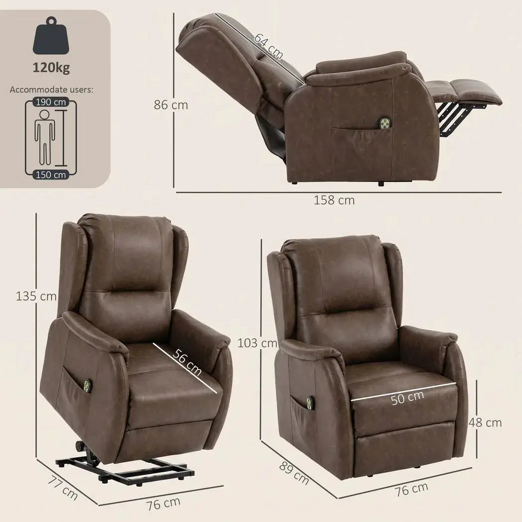 HOMCOM Power Lift Recliner Chair, Dual Motor Electric Lift Chair for Elderly with Remote Control, Brown - from HOMCOM