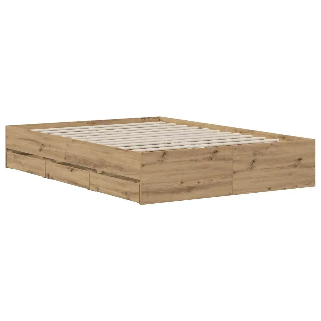 vidaXL Bed Frame with Storage Artisan Oak 150 x 200 cm Engineered wood - from vidaXL