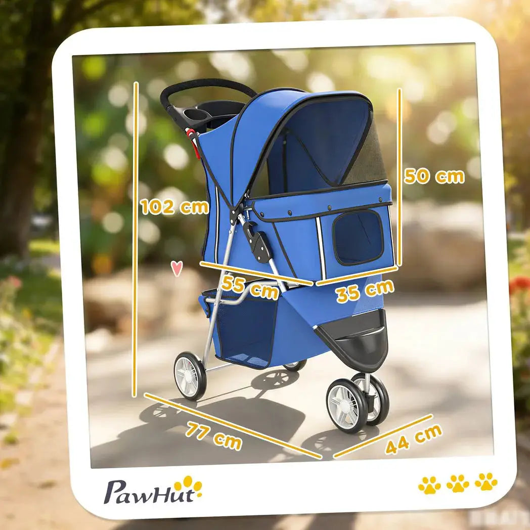 PawHut 3 Wheel Pet Stroller for Small and Miniature Dogs, Blue - from PawHut