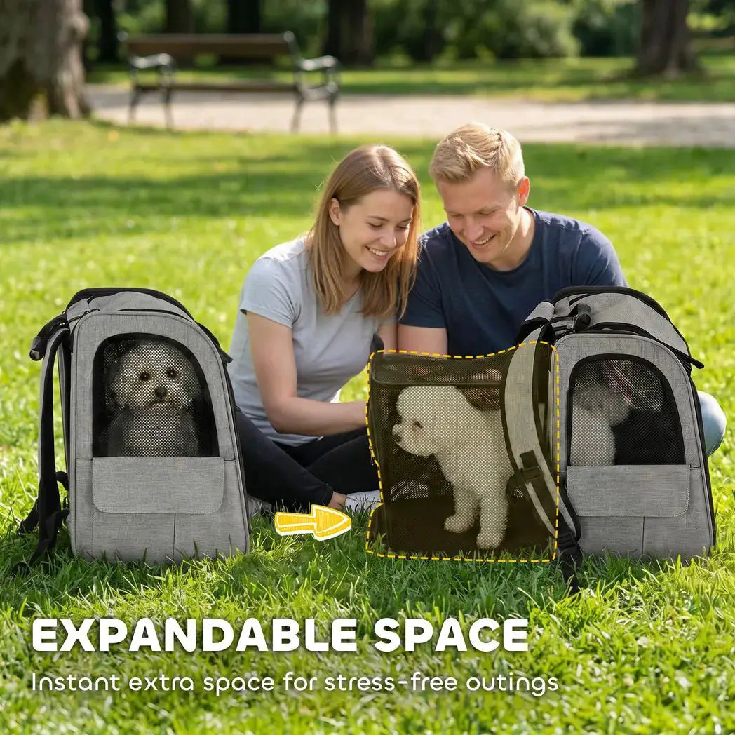 PawHut Dog Carrier Backpack Expandable, Breathable Pet Carrier Bag for Small Puppy Cat with Reflective Strip for Travel Hiking - from PawHut