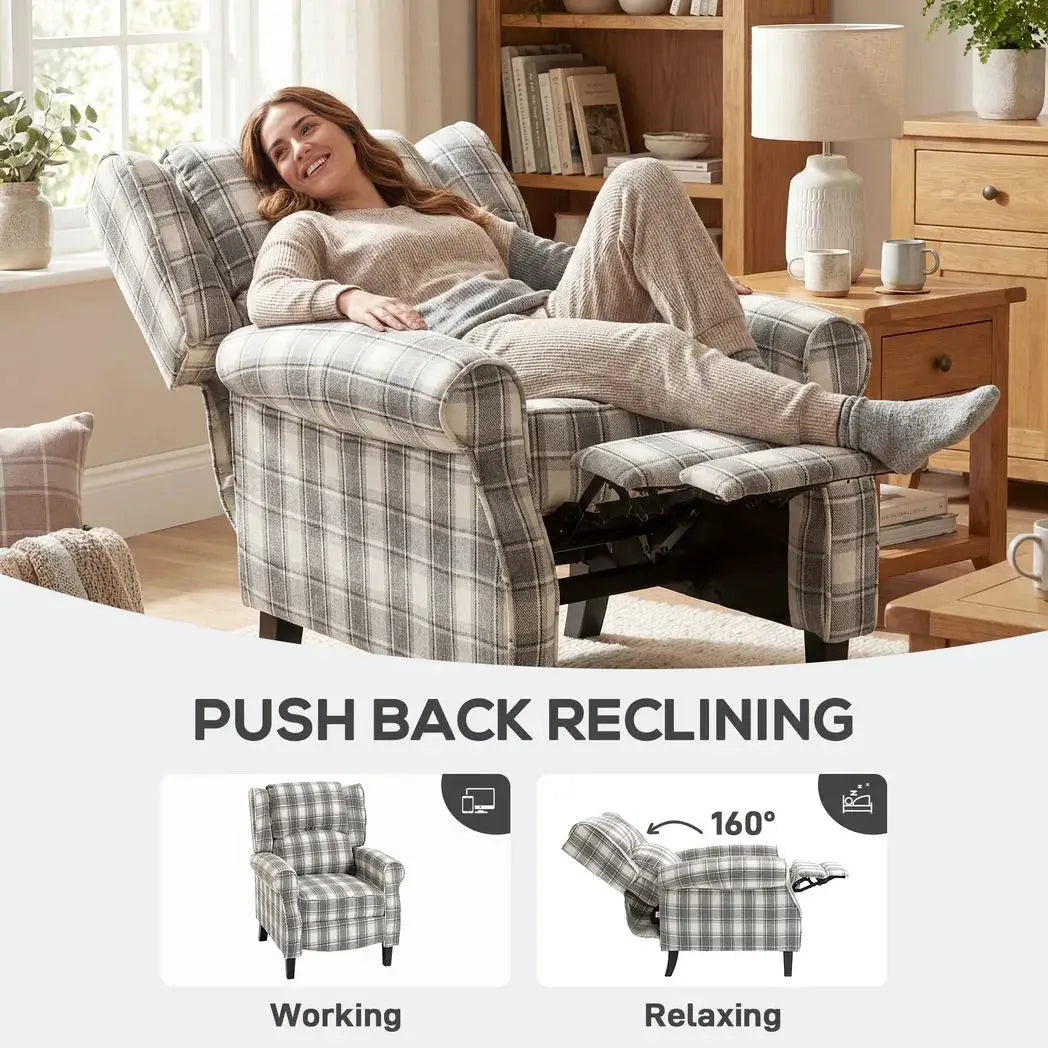 HOMCOM 160° Reclining Armchair, with Footrest - Grey and White - from HOMCOM