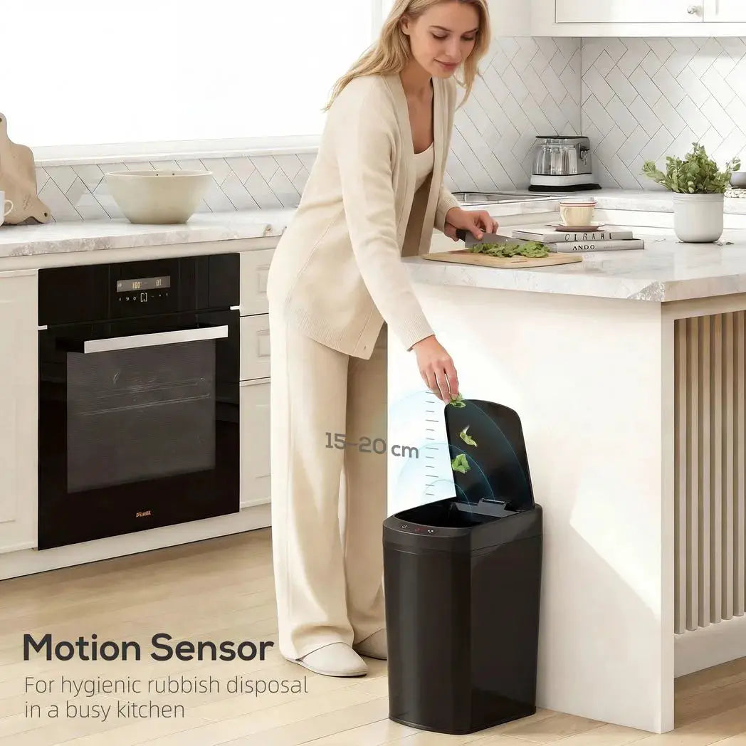 HOMCOM 12L Sensor Bin, Automatic Touchless Motion Sensor Kitchen Bin with Fingerprint Resistant Stainless Steel, Black - from HOMCOM