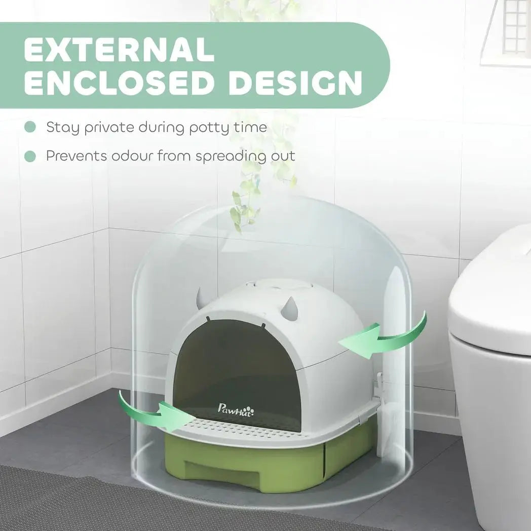 PawHut Enclosed Cat Litter Box w/ Pull-Out Drawer, Scoop, Deodorising Bags for Odour Control, Privacy, Portable, Easy to Clean - from PawHut