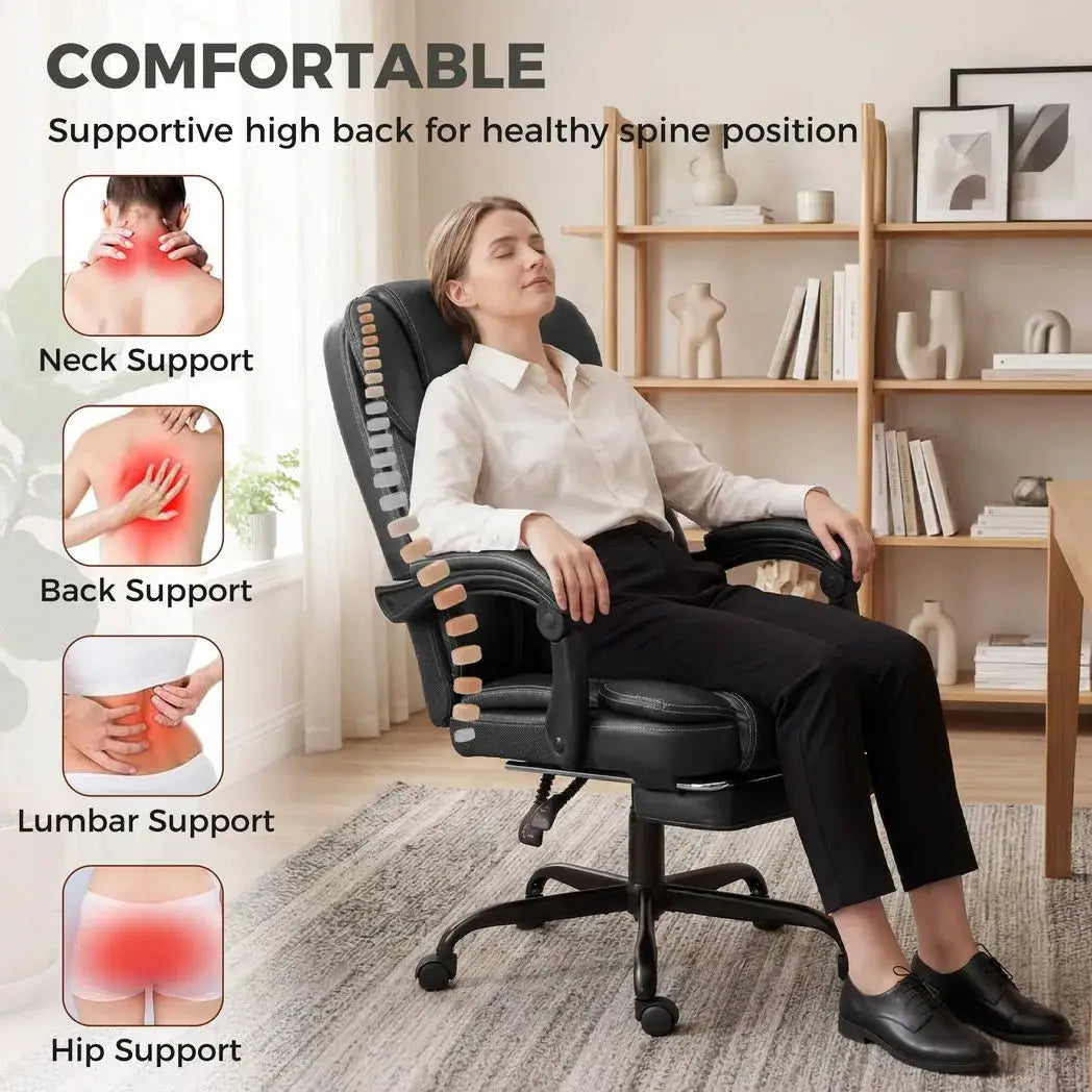 HOMCOM Executive Home Office Chair Reclining Function Footrest Computer Desk Chair High Back, Black - from HOMCOM
