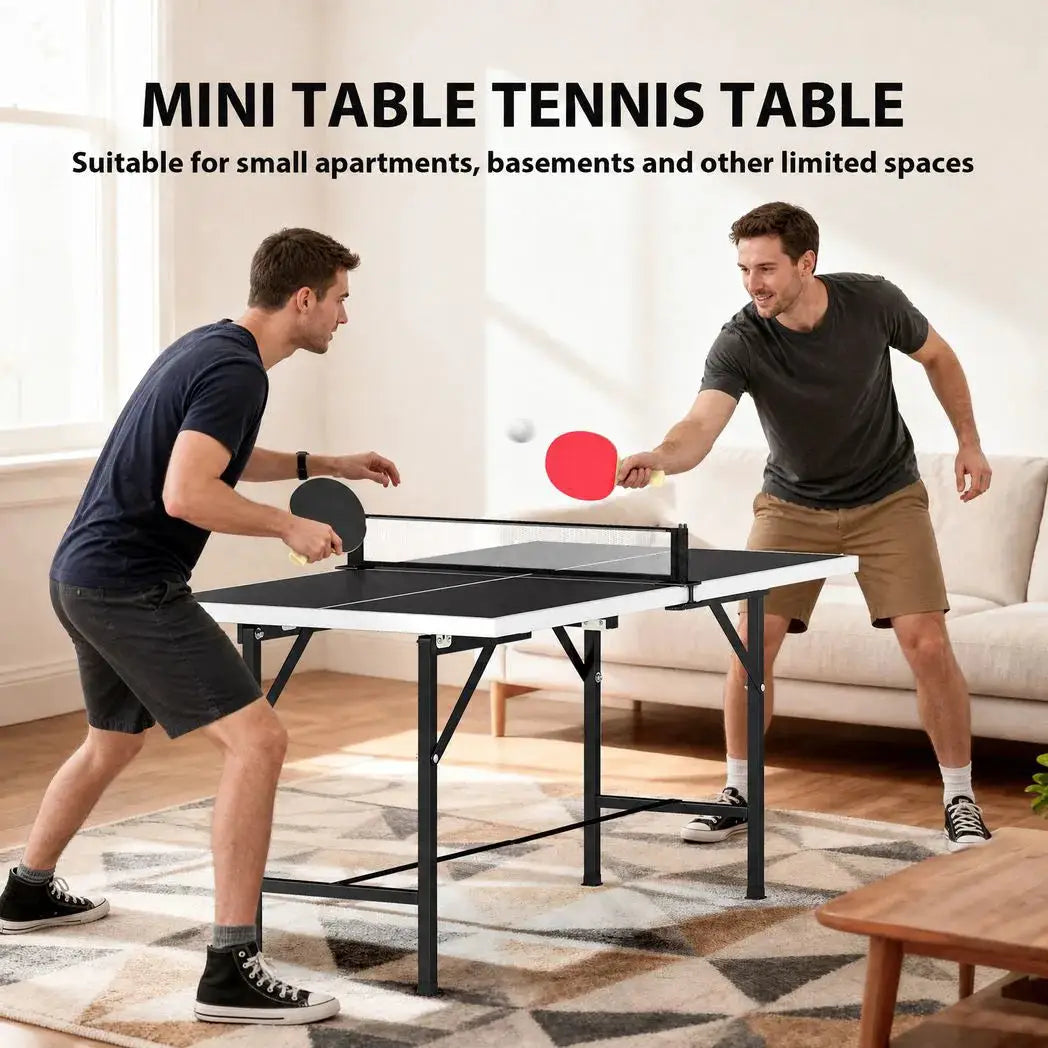 SPORTNOW 5ft Mid-Size Table Tennis Table, Ping Pong Table with Net, 2 Table Tennis Paddles and 3 Balls for Indoor Game, Black - from SPORTNOW