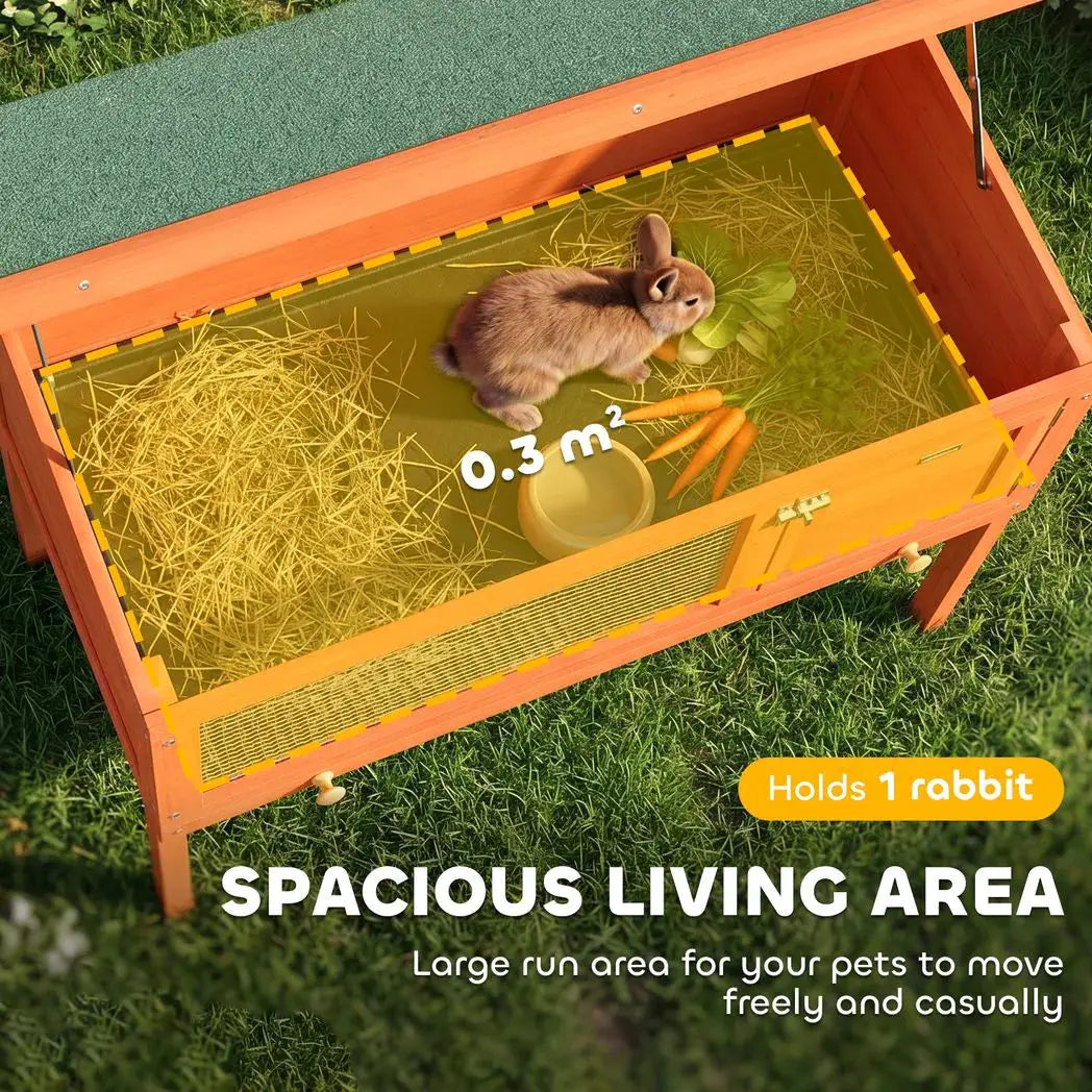 PawHut Wooden Rabbit Hutch, Guinea Pig Hutch with Asphalt Roof, Outdoor Elevated Bunny House for Rabbits, Chinchillas - from PawHut