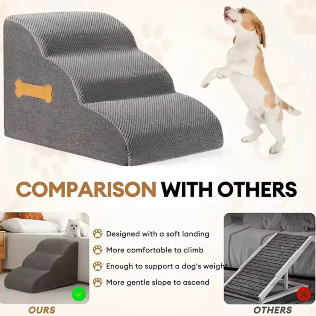 3Step Dog Stairs Pet For Bed Sofa Cats Ladder Ramp With Removable Cover Portable - from N/A