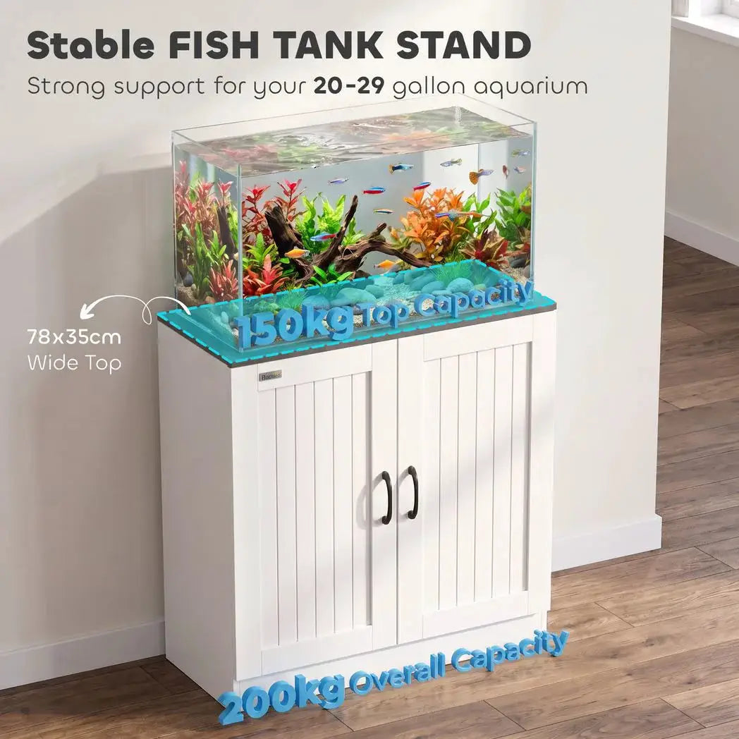 PawHut Fish Tank Stand, 20-29 Gallon Aquarium Stand with Cabinet Storage, Power Outlets and Anti-Tip Kit, White - from PawHut