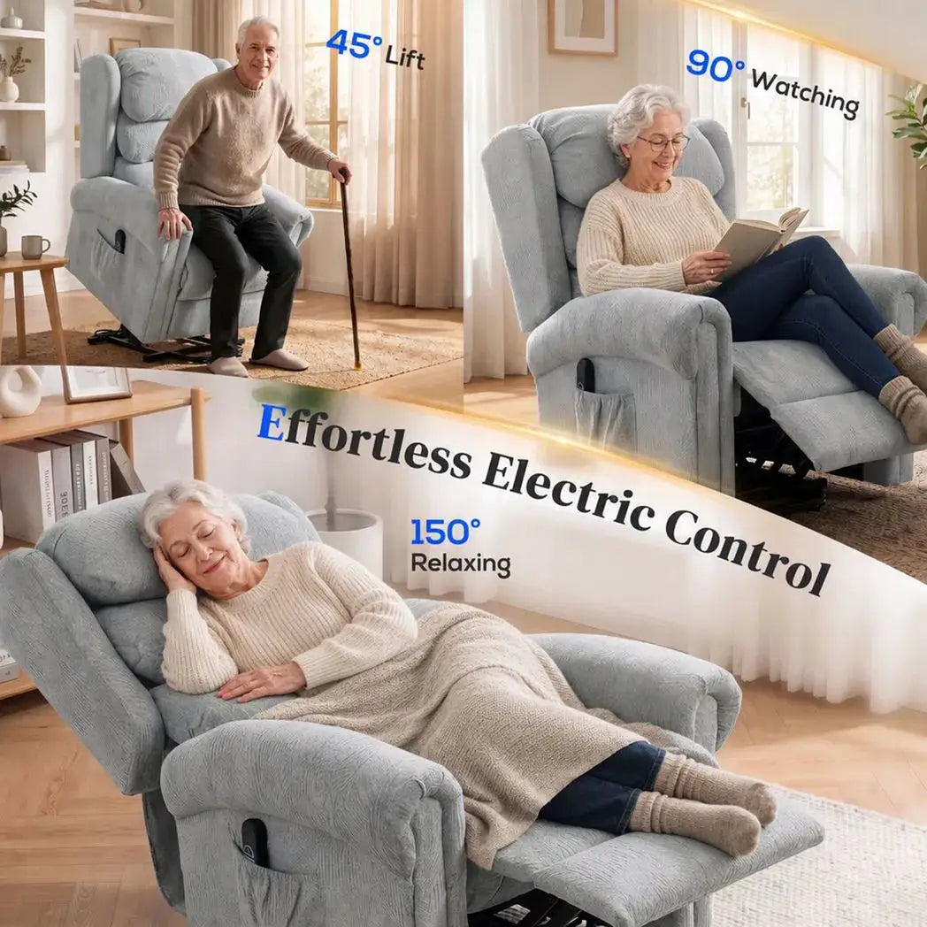 HOMCOM Velvet-Feel Electric Riser Recliner Chair - Grey - from HOMCOM