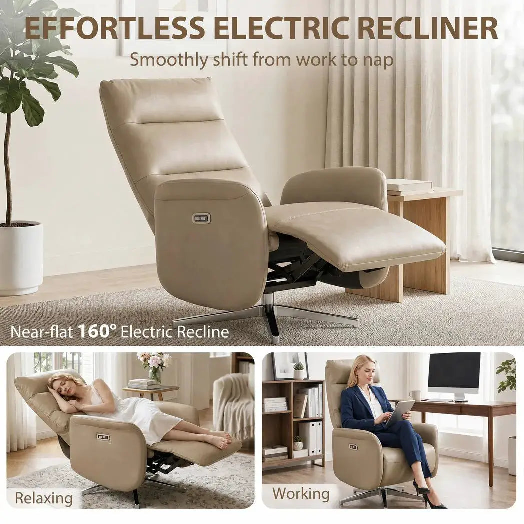 HOMCOM Power Recliner Chair, Swivel Electric Reclining Chair with Type C?, Recliner Armchair with Footrest, Brown - from HOMCOM