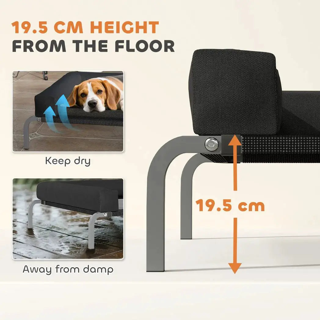 PawHut Elevated Dog Bed with Removable Bolsters, Raised Dog Bed for Medium Breeds, Portable Indoor & Outdoor Pet Cots, Black - from PawHut