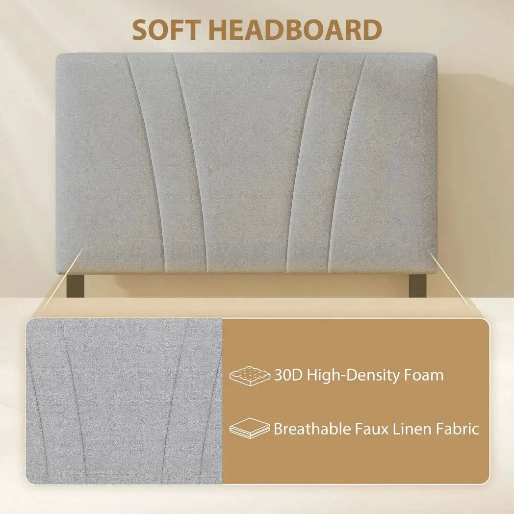 HOMCOM 3FT Single Bed Frame with Upholstered Headboard and Underbed Storage, Black and Light Grey - from HOMCOM