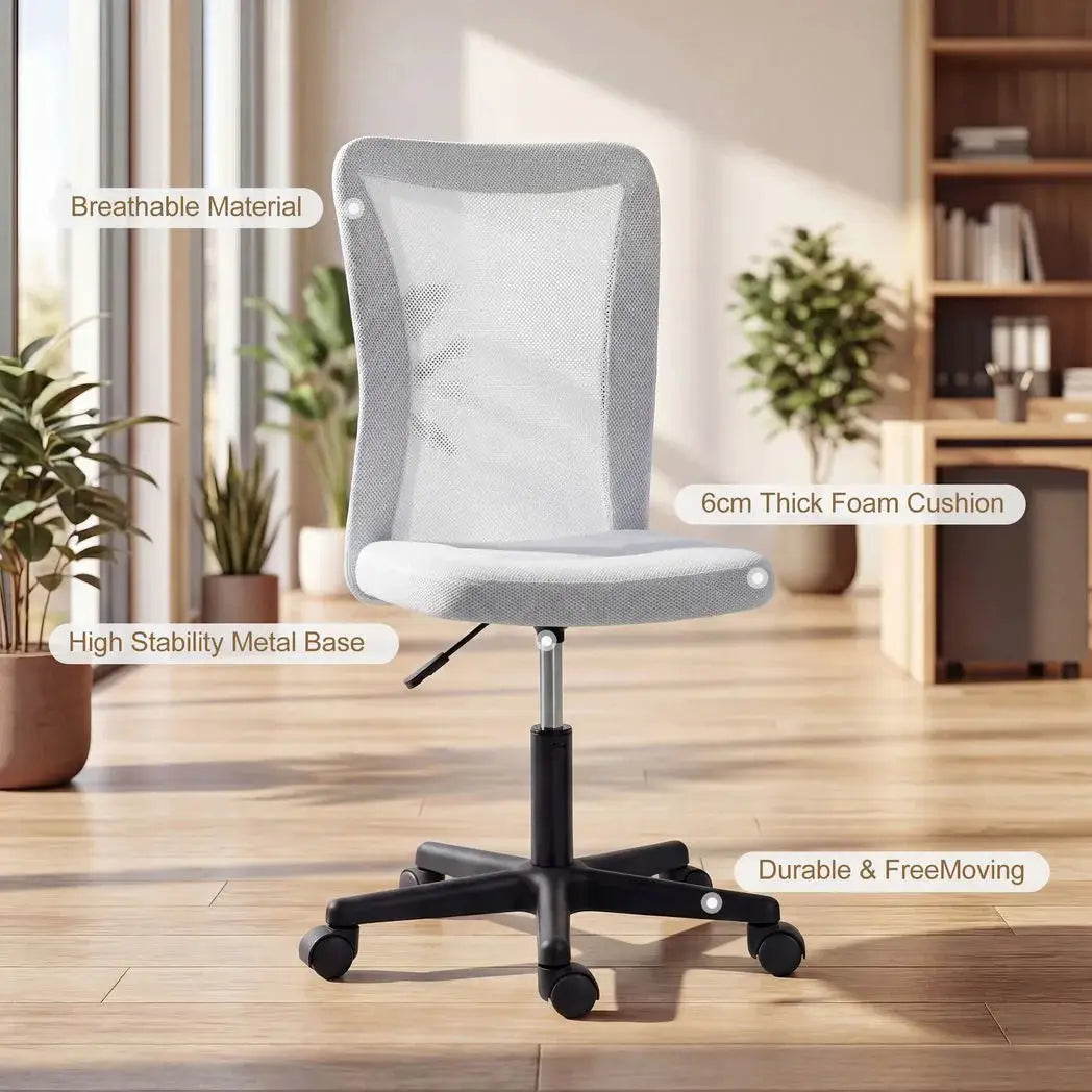 Vinsetto Mesh Office Chair Armless Swivel Executive Computer Desk Chair Adjustable Height Wheels White - from Vinsetto