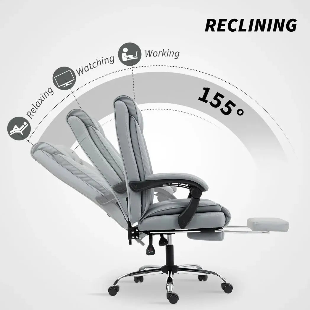 HOMCOM 155° Reclining Faux Leather Swivel Office Chair -Black - from HOMCOM