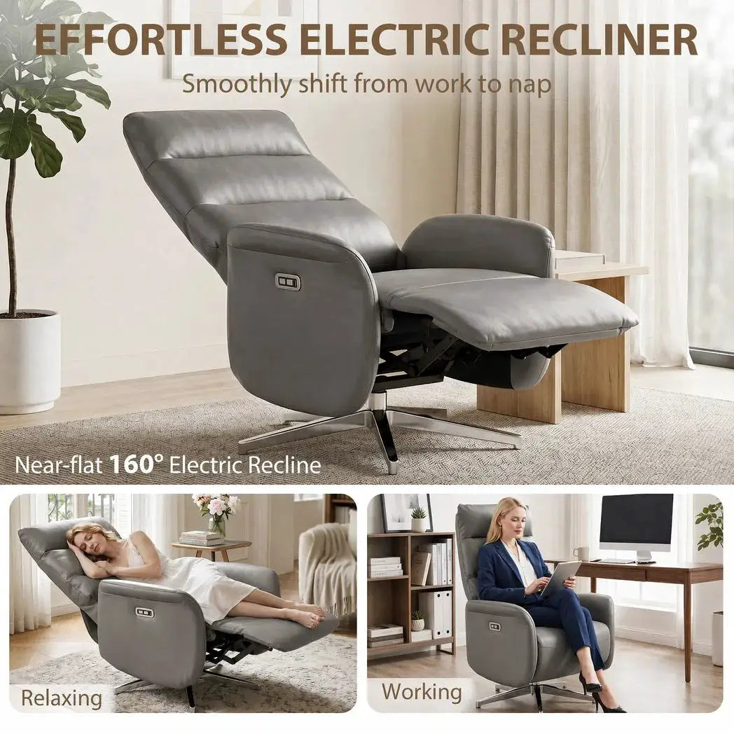 HOMCOM Power Recliner Chair, Swivel Electric Reclining Chair with Type C?, Recliner Armchair with Footrest, Dark Grey - from HOMCOM