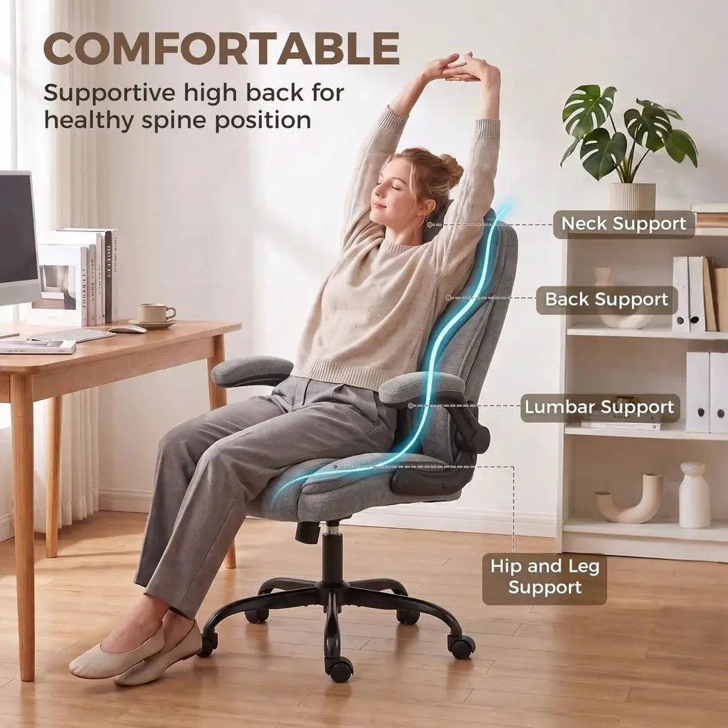 HOMCOM Office Chair, Ergonomic Desk Chair with Flip-up Armrest, Pocket Springs, Swivel Wheels, Adjustable Height, Dark Grey - from HOMCOM